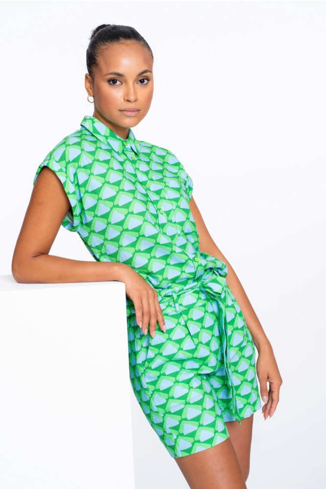 SHORTS MET ALLOVER PATROON 51412 20 GREEN/BLUE